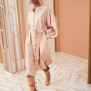 Ulla Johnson Cotton Poplin Midi Shirt Dress in Dune